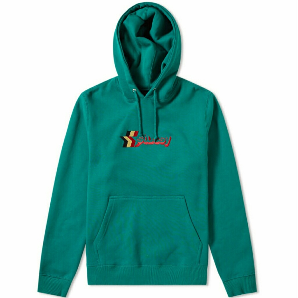 Stussy 3Star Embroidered Hoodie Green💯🔥
